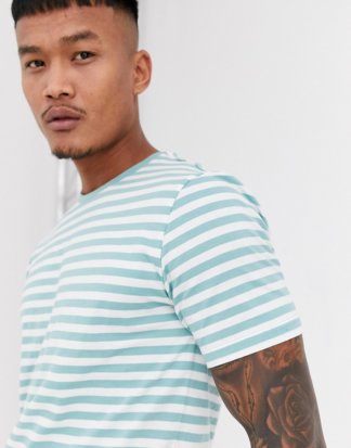 Only & Sons - Gestreiftes T-Shirt in Minzgrün