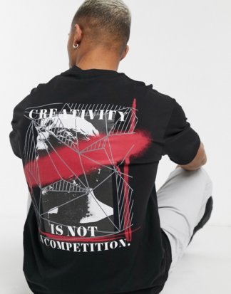Only & Sons - Schwarzes T-Shirt mit Oversize-Rückenprint