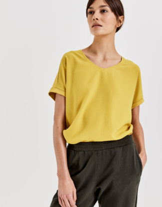 Opus Shirt Suminchen, Kurzarm, V-Ausschnitt gelb