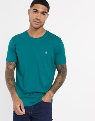 Original Penguin - T-Shirt mit Logostickerei in Grün