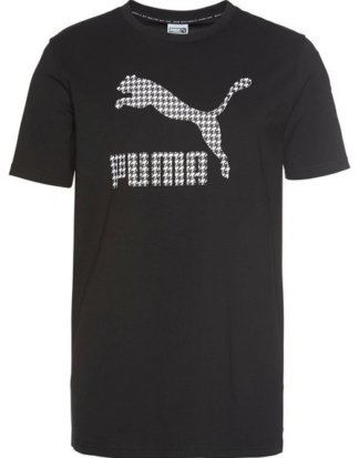 PUMA T-Shirt Logodruck mit Hahnentrittmuster