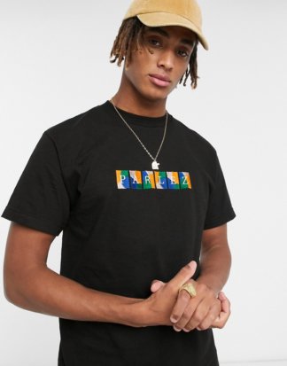 Parlez - Wright - Schwarzes T-Shirt mit gesticktem Logo auf der Brust