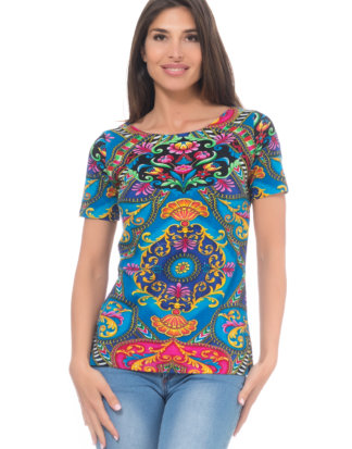 Peace & Love T-Shirt, Kurzarm, Rundhals bunt