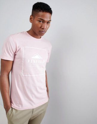 Penfield - Alcala - T-Shirt in Rosa mit kastigem Logo