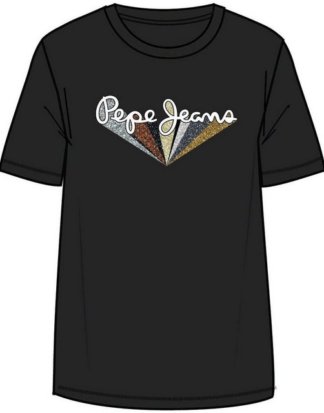 Pepe Jeans T-Shirt "BRIONI" mit Logoprint & Glitzereffekten