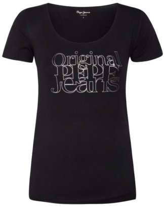 Pepe Jeans T-Shirt "CAIRO" mit Logoprint in Metallic-Optik