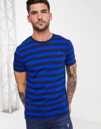 Polo Ralph Lauren - Gestreiftes T-Shirt in Blau/Marine mit Polospielerlogo