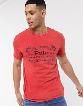Polo Ralph Lauren - T-Shirt mit Retro-Denim-Logo in Rot