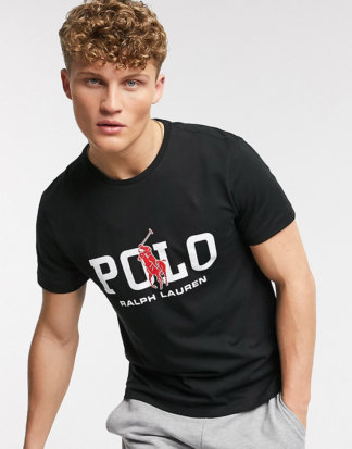 Polo Ralph Lauren - T-Shirt mit großem Polospieler-Logo in Schwarz, exklusiv bei ASOS