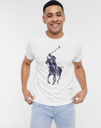 Polo Ralph Lauren - Weißes T-Shirt mit großem Polospieler-Logo