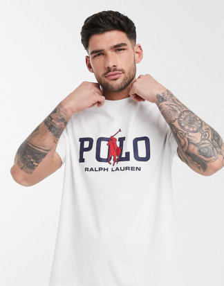 Polo Ralph Lauren - Weißes T-Shirt mit großem Polospielerlogo, exklusiv bei ASOS