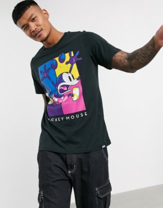 Pull&Bear - Dunkelgraues T-Shirt mit Mickey Mouse Motiv