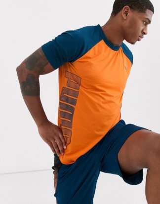 Puma - Running - T-Shirt mit abgesetzten Ärmeln in Orange