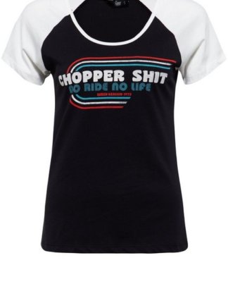 QueenKerosin Print-Shirt "Chopper" mit kontrastierenden Raglan-Ärmeln und Frontprint