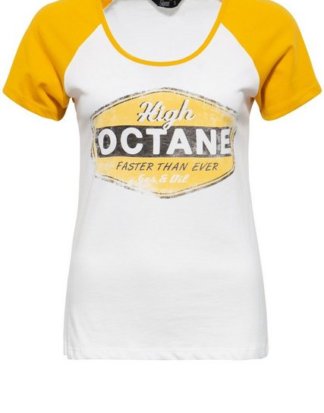 QueenKerosin Print-Shirt "High Octane" mit kontrastierenden Ärmeln und Frontprint