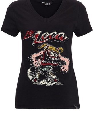QueenKerosin T-Shirt "La Loca" mit detailreichem Frontprint