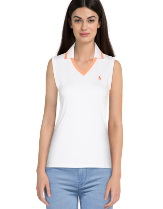 Ralph Lauren Polo-Shirt, ärmellos, Tailored Fit weiß