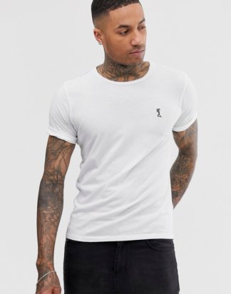 Religion - Weißes T-Shirt mit Logo und Rollärmeln