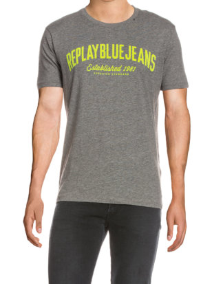 Replay T-Shirt, Rundhals, gerader Schnitt grau