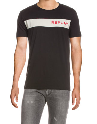 Replay T-Shirt, Rundhals, gerader Schnitt schwarz