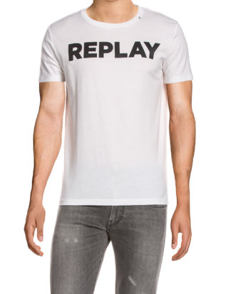 Replay T-Shirt, Rundhals, gerader Schnitt weiß