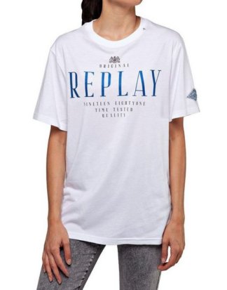 Replay T-Shirt Statement-Druck mit großem Logoschriftzug