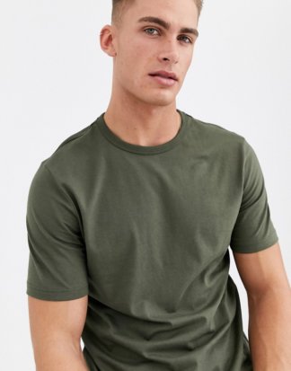 River Island - Schmales T-Shirt in Khaki-Grün