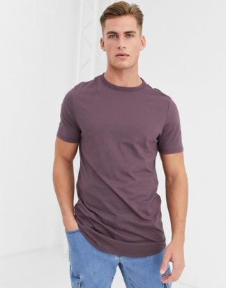 River Island - Violettes T-Shirt mit abgerundetem Saum