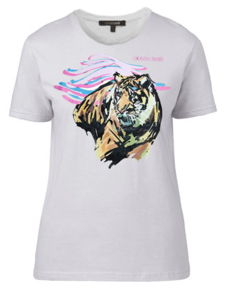 Roberto Cavalli T-Shirt, Rundhals weiß