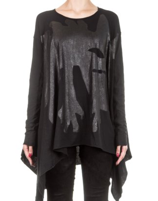 Rundholz Dip Damen Oversized Shirt mit Print schwarz