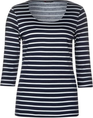 STREET ONE Print-Shirt "Hanya" mit Streifen-Druck und Rundhals