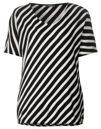 STREET ONE V-Shirt mit diagonalem Streifenprint