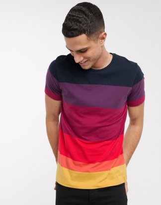 Selected Homme - Gestreiftes T-Shirt aus Bio-Baumwolle mit Schatteneffekt in Rot