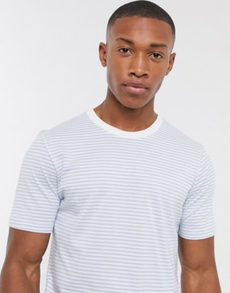 Selected Homme - The Perfect Tee - Gestreiftes T-Shirt aus Pima-Baumwolle in Hellblau