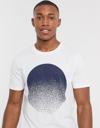Selected Homme - Weißes T-Shirt aus Bio-Baumwolle mit Kreisgrafik