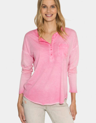 Serafino-Shirt mit Back Artwork Farbe : sweet pink , Größe: M