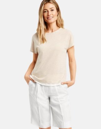 Shirt im Double-Layer Look Beige 34/XS