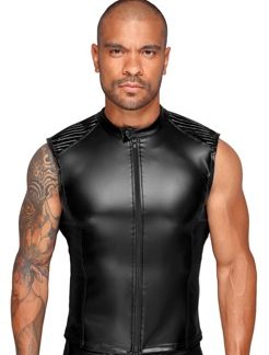 Shirt im (Power-)Wetlook mit Lack-Einsätzen und Reißverschluss vorne