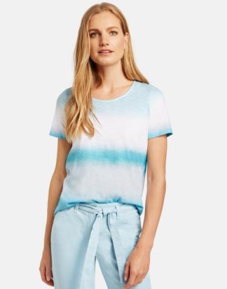 Shirt mit Batikstreifen organic cotton Blau 36/S