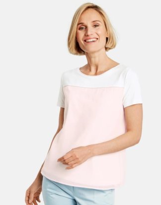 Shirt mit Chiffonbesatz Pink 36/S