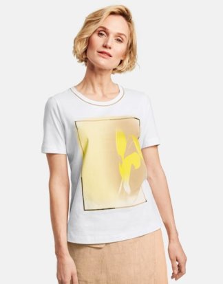 Shirt mit Frontdruck Weiss 42/M