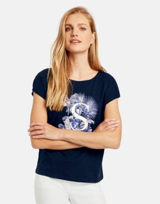 Shirt mit Frontdruck organic cotton Blau 40/M