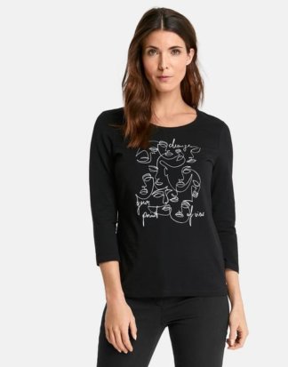 Shirt mit Frontprint Schwarz 44/L