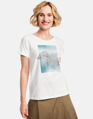 Shirt mit Frontprint Weiss 36/S