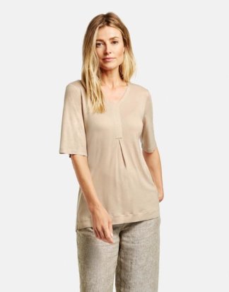 Shirt mit Glitterprint Beige 36/S