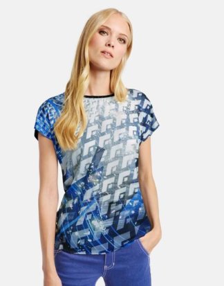 Shirt mit Satin-Front Blau 42/M