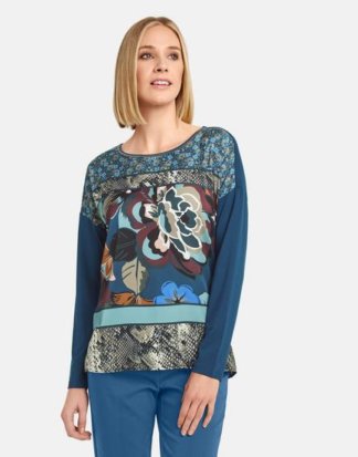 Shirt mit Satin-Front Blau XS