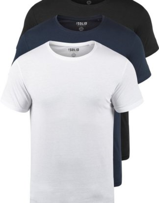 Solid Rundhalsshirt "Portas" T-Shirts im 3er-Pack