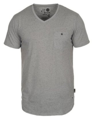 Solid V-Shirt "Tedros" Kurzarmshirt mit Melierung