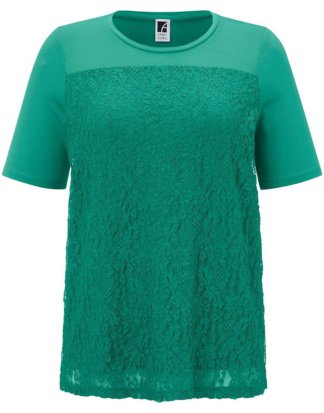 Spitzen-Shirt Rundhals Anna Aura grün Größe: 44